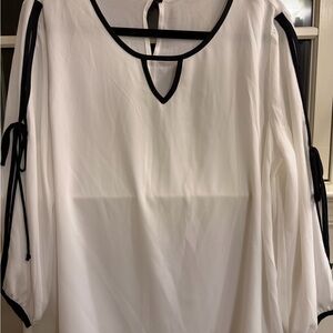Sami & Jo Elegant White Blouse with Black Trim